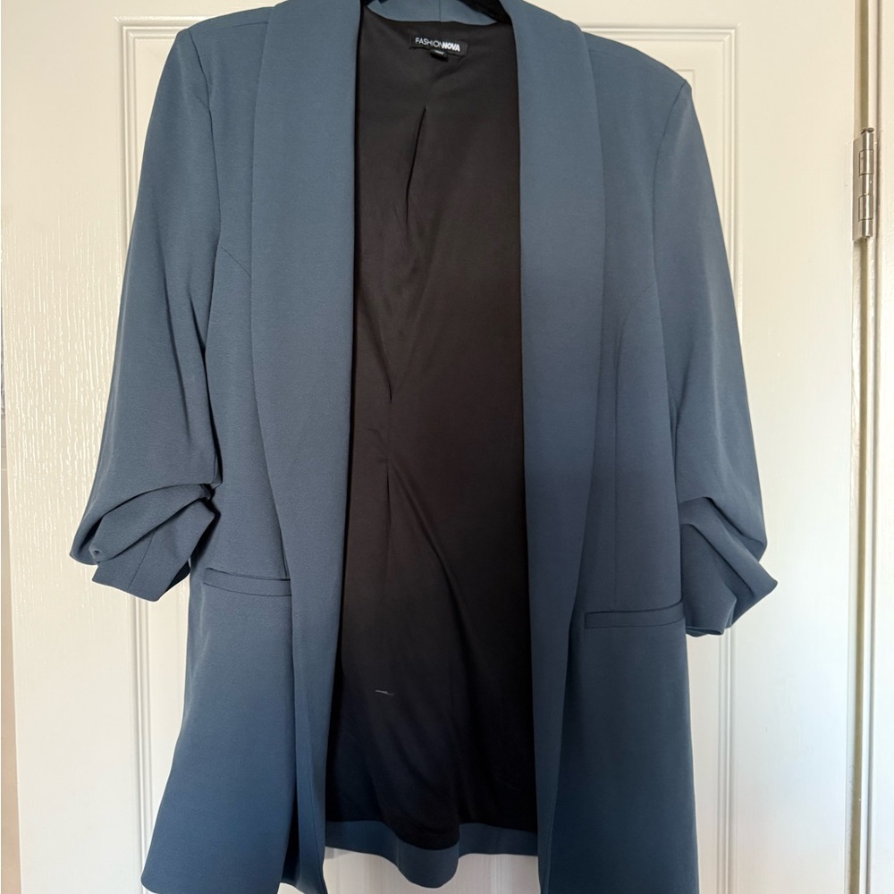 Fashion Nova Blue Blazer Lightweight Suit Jacket
